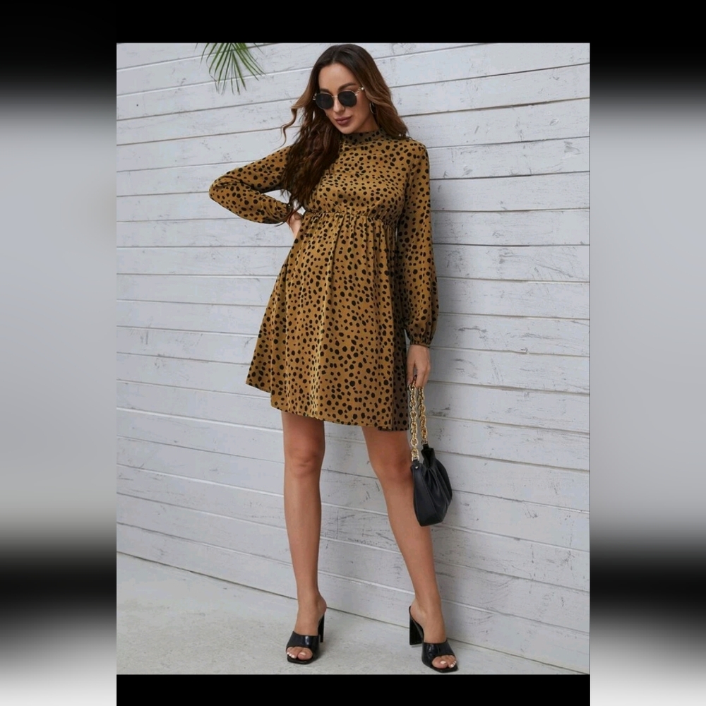 Maternity Allover Print Mock Neck Dress